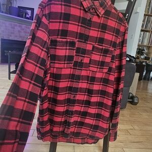 Divided Red and Black Checkered Shirt